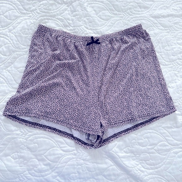 BCBGMaxAzria Pink Black Leopard Elastic Waistband Pajama Lounge Short Medium EUC - Picture 1 of 8